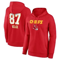 Women's Travis Kelce Red Kansas City Chiefs Team Wordmark Player Name & Number Pullover Hoodie