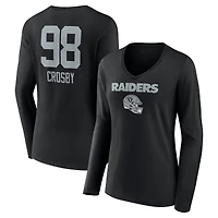 Women's Maxx Crosby Black Las Vegas Raiders Team Wordmark Player Name & Number Long Sleeve V-Neck T-Shirt