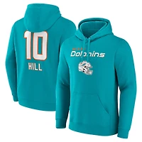 Men's Tyreek Hill Aqua Miami Dolphins Team Wordmark Player Name & Number Pullover Hoodie
