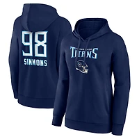 Women's Jeffery Simmons Navy Tennessee Titans Team Wordmark Player Name & Number Pullover Hoodie