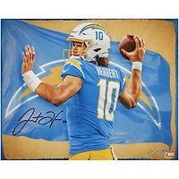 Justin Herbert Los Angeles Chargers Autographed 16" x 20" Photo Print - Art by Brian Konnick