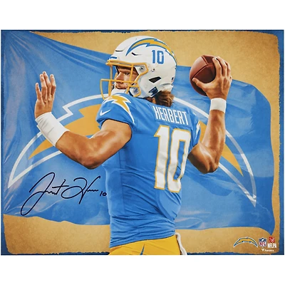 Justin Herbert Los Angeles Chargers Autographed 16" x 20" Photo Print - Art by Brian Konnick