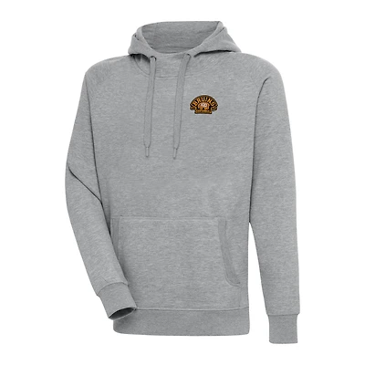 Men's Antigua  Heather Gray Boston Bruins 100th Anniversary Victory Pullover Hoodie