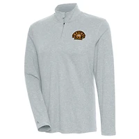 Women's Antigua  Heather Gray Boston Bruins 100th Anniversary Confront Quarter-Zip Pullover Top