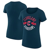 Women's G-III 4Her by Carl Banks Navy Cleveland Guardians Super-Slim Fit Lightweight City Graphic T-Shirt