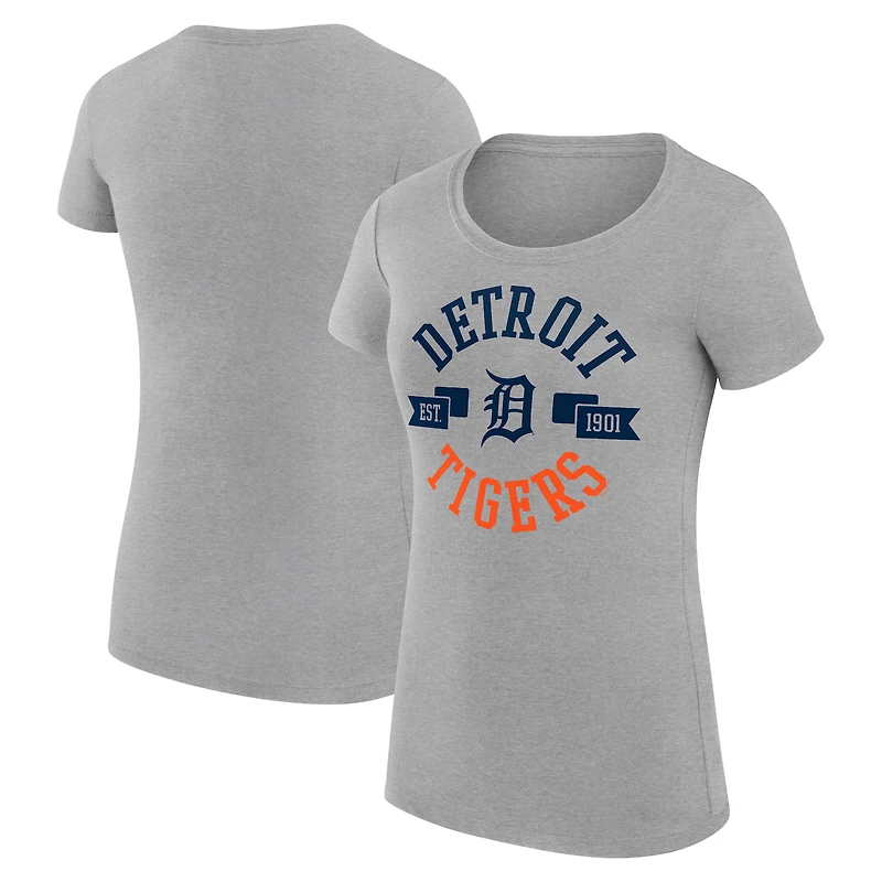 Women's G-III 4Her by Carl Banks Heather Gray Detroit Tigers Super-Slim Fit Lightweight City Graphic T-Shirt