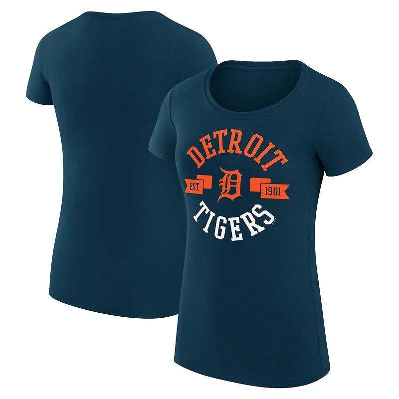 Women's G-III 4Her by Carl Banks Navy Detroit Tigers Super-Slim Fit Lightweight City Graphic T-Shirt