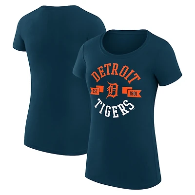 Women's G-III 4Her by Carl Banks Navy Detroit Tigers Super-Slim Fit Lightweight City Graphic T-Shirt