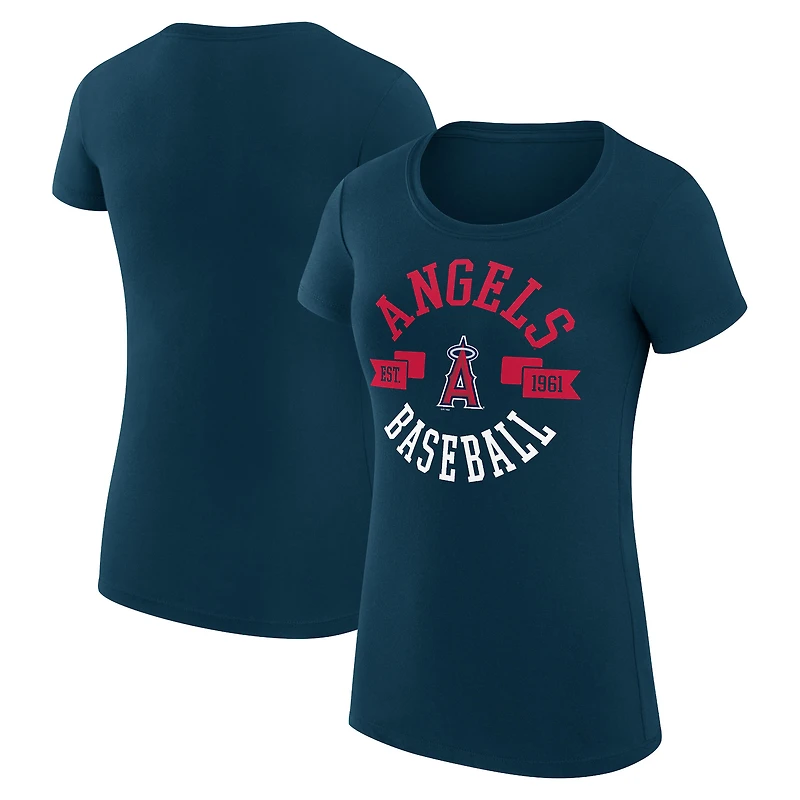Women's G-III 4Her by Carl Banks Navy Los Angeles Angels Super-Slim Fit Lightweight City Graphic T-Shirt