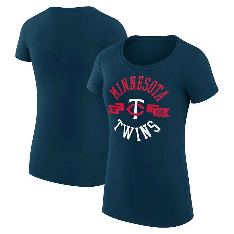 Women's G-III 4Her by Carl Banks Navy Minnesota Twins Super-Slim Fit Lightweight City Graphic T-Shirt