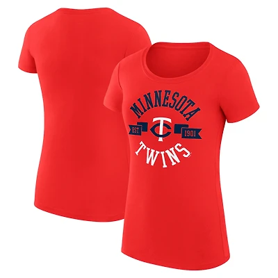 Women's G-III 4Her by Carl Banks Red Minnesota Twins Super-Slim Fit Lightweight City Graphic T-Shirt