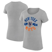 Women's G-III 4Her by Carl Banks Heather Gray New York Mets Super-Slim Fit Lightweight City Graphic T-Shirt