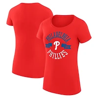 Women's G-III 4Her by Carl Banks Red Philadelphia Phillies Super-Slim Fit Lightweight City Graphic T-Shirt