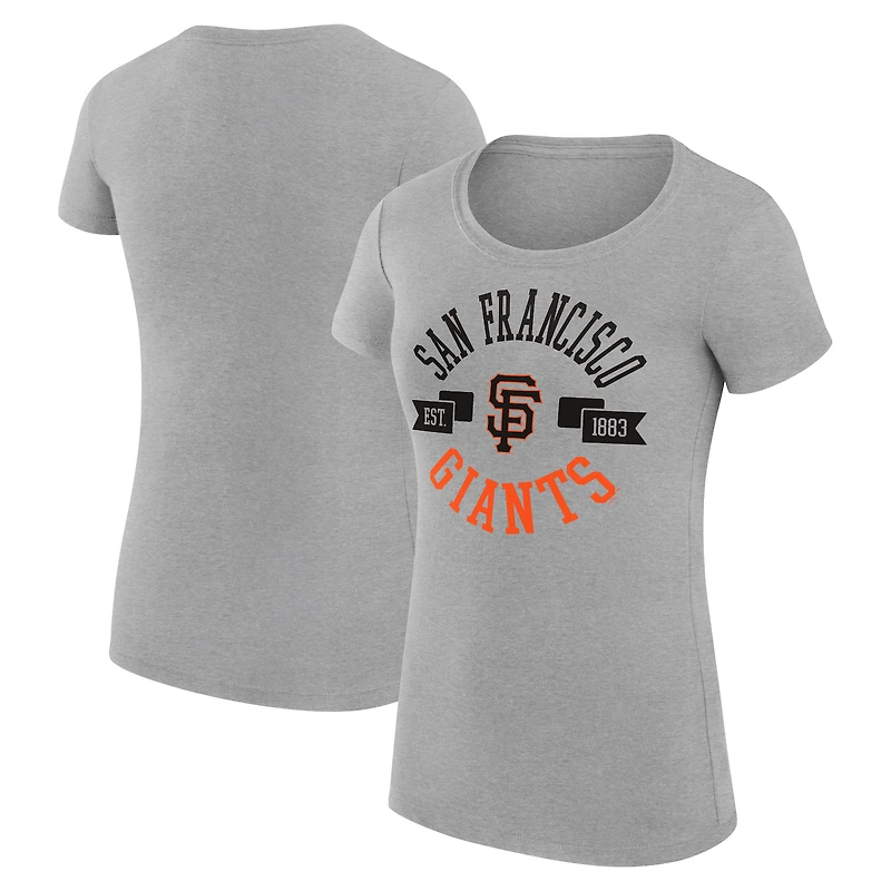 Women's G-III 4Her by Carl Banks Heather Gray San Francisco Giants Super-Slim Fit Lightweight City Graphic T-Shirt