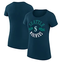 Women's G-III 4Her by Carl Banks Navy Seattle Mariners Super-Slim Fit Lightweight City Graphic T-Shirt