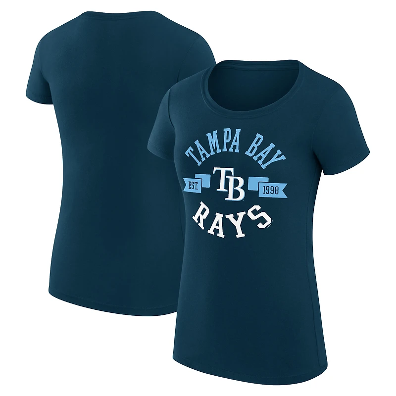Women's G-III 4Her by Carl Banks Navy Tampa Bay Rays Super-Slim Fit Lightweight City Graphic T-Shirt