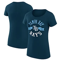 Women's G-III 4Her by Carl Banks Navy Tampa Bay Rays Super-Slim Fit Lightweight City Graphic T-Shirt