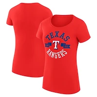 Women's G-III 4Her by Carl Banks Red Texas Rangers Super-Slim Fit Lightweight City Graphic T-Shirt