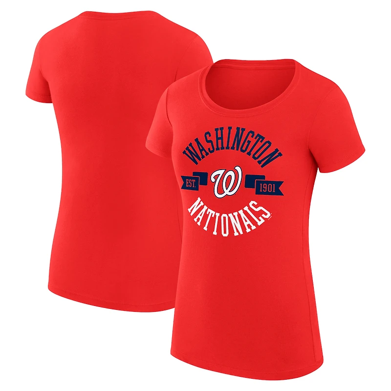 Women's G-III 4Her by Carl Banks Red Washington Nationals Super-Slim Fit Lightweight City Graphic T-Shirt