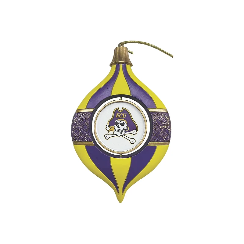 ECU Pirates Two-Piece 5.5" Spinning Bulb Ornament Set