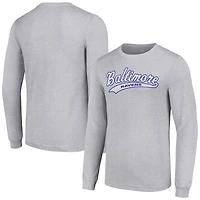 Men's Starter Heather Gray Baltimore Ravens Tailsweep Long Sleeve T-Shirt