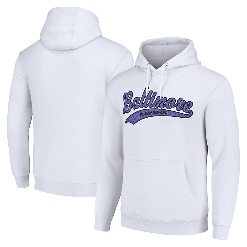 Unisex Starter White Baltimore Ravens Tailsweep Pullover Hoodie