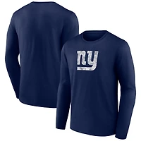 Men's  Navy New York Giants Throwback Long Sleeve T-Shirt