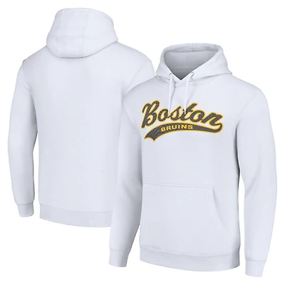 Men's Starter White Boston Bruins Tailsweep Fleece Tri-Blend Pullover Hoodie