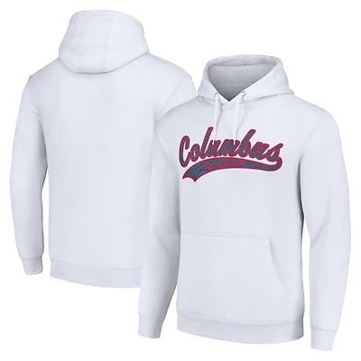 Men's Starter White Columbus Blue Jackets Tailsweep Fleece Tri-Blend Pullover Hoodie