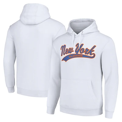 Men's Starter White New York Islanders Tailsweep Fleece Tri-Blend Pullover Hoodie