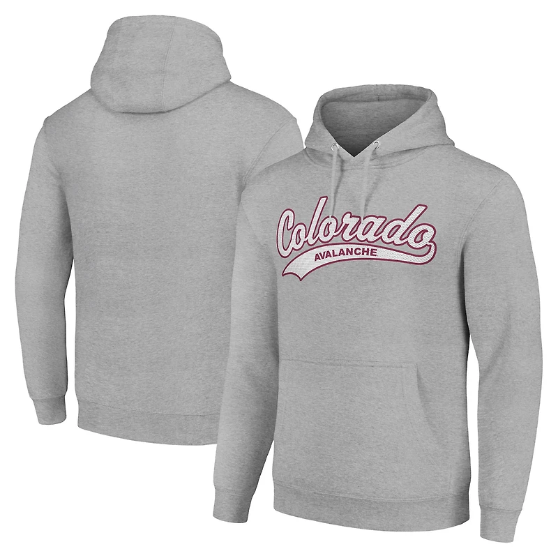 Men's Starter Heather Gray Colorado Avalanche Tailsweep Fleece Tri-Blend Pullover Hoodie