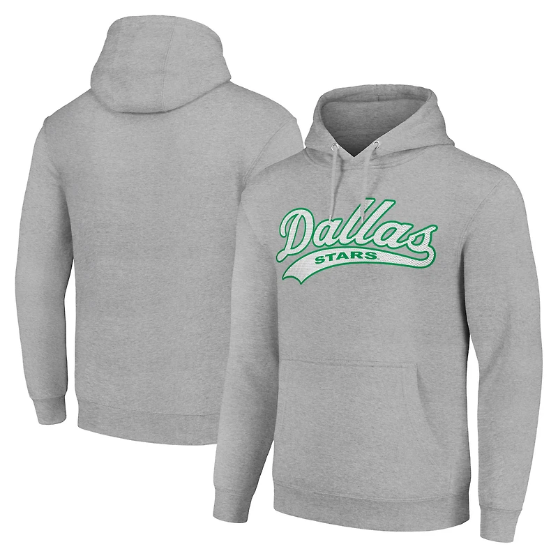 Men's Starter Heather Gray Dallas Stars Tailsweep Fleece Tri-Blend Pullover Hoodie