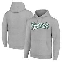 Men's Starter Heather Gray Minnesota Wild Tailsweep Fleece Tri-Blend Pullover Hoodie