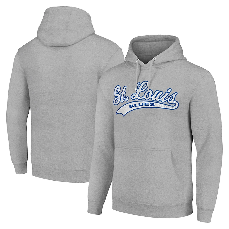 Men's Starter Heather Gray St. Louis Blues Tailsweep Fleece Tri-Blend Pullover Hoodie
