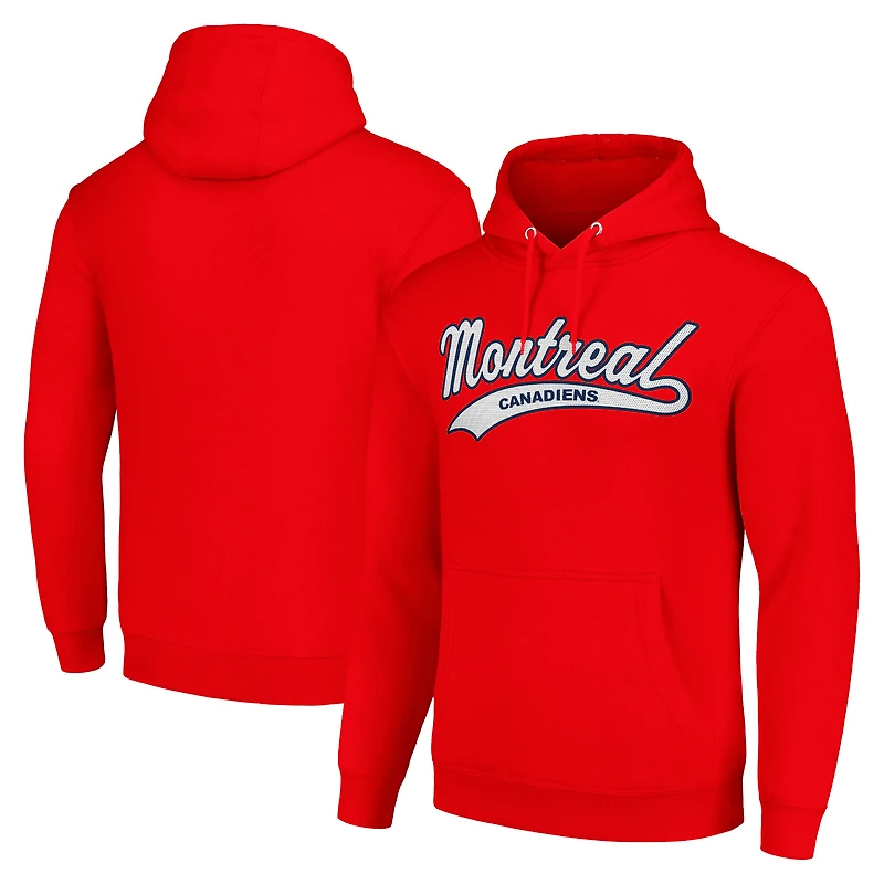 Men's Starter Red Montreal Canadiens Tailsweep Fleece Tri-Blend Pullover Hoodie