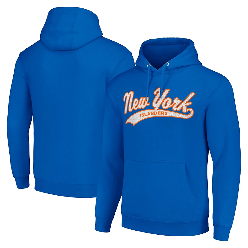 Men's Starter Royal New York Islanders Tailsweep Fleece Tri-Blend Pullover Hoodie