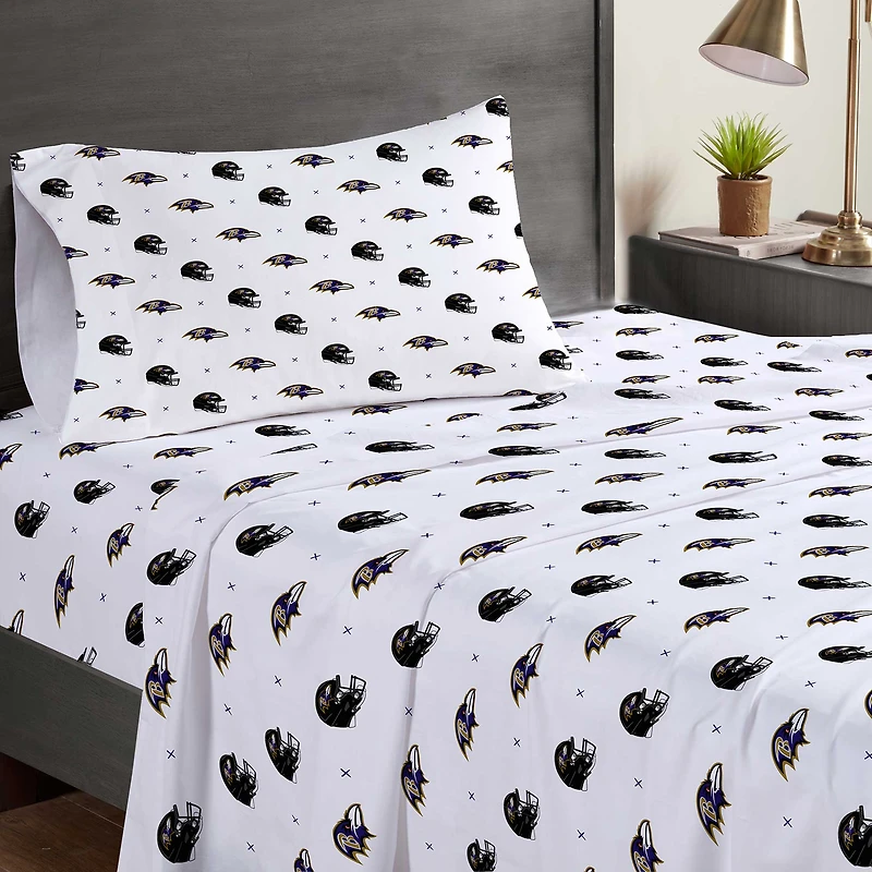 Pegasus Baltimore Ravens Three-Piece Twin Sheet Set