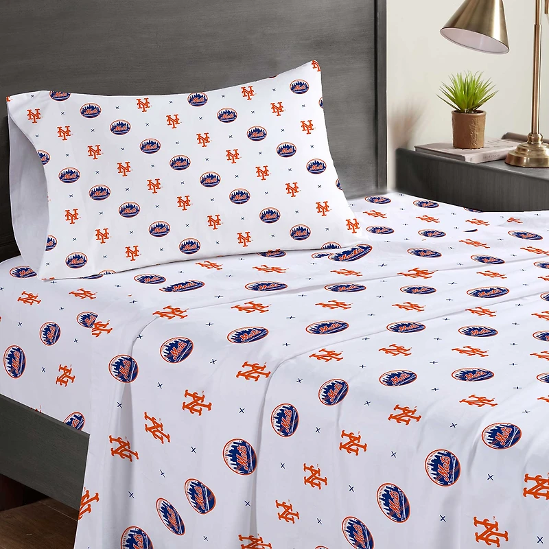 Pegasus New York Mets Three-Piece Twin Sheet Set