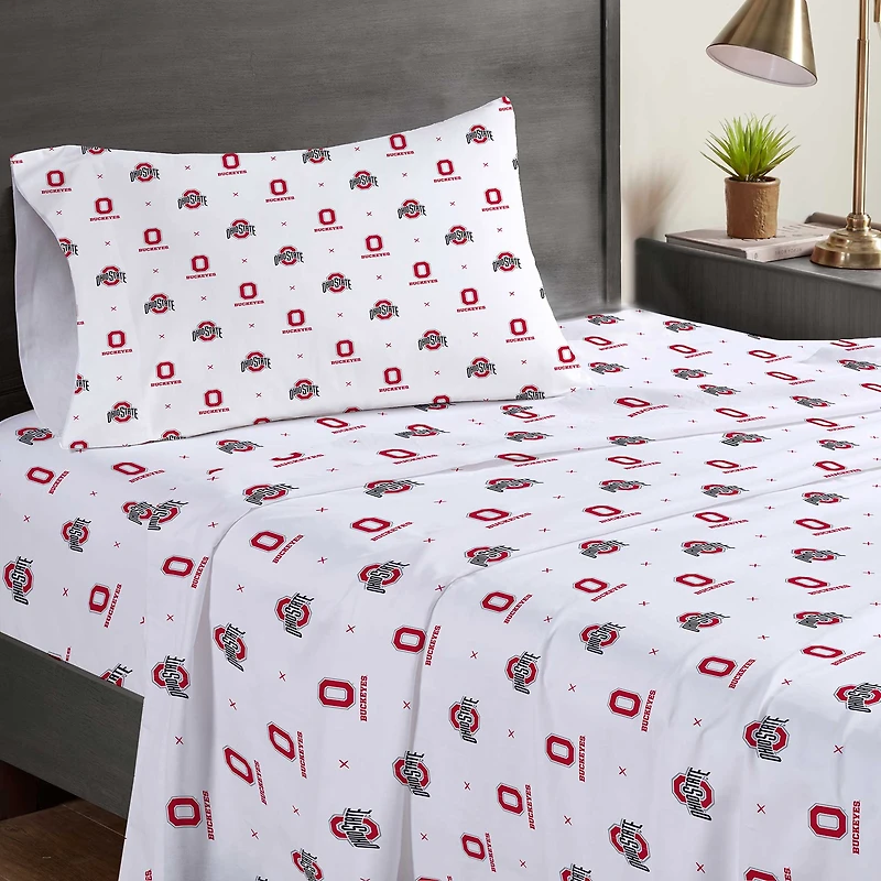 Pegasus Ohio State Buckeyes Three-Piece Twin Sheet Set