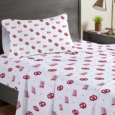 Pegasus Oklahoma Sooners Three-Piece Twin Sheet Set