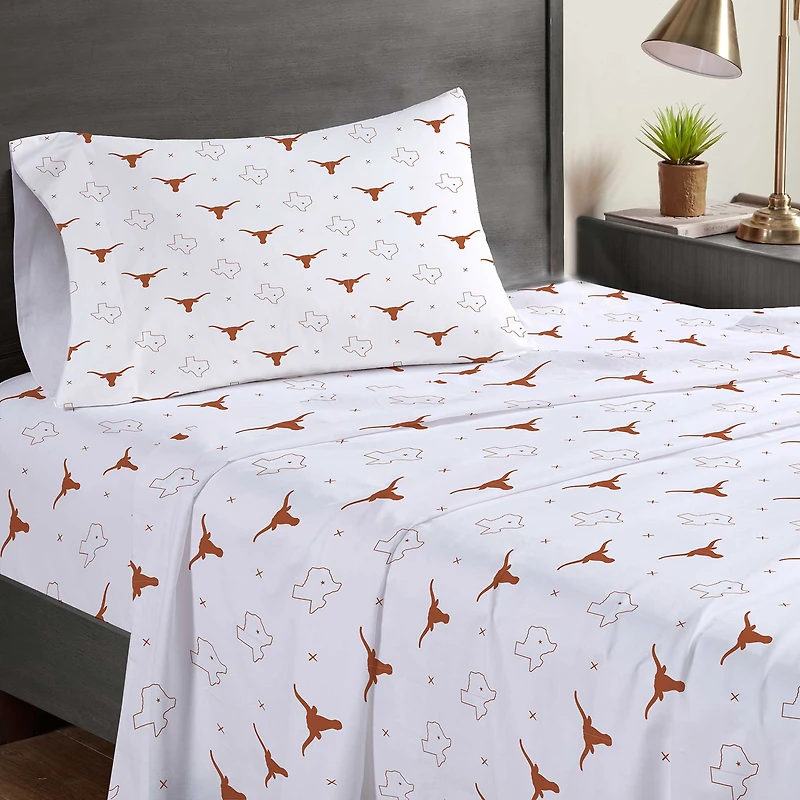 Pegasus Texas Longhorns Three-Piece Twin Sheet Set