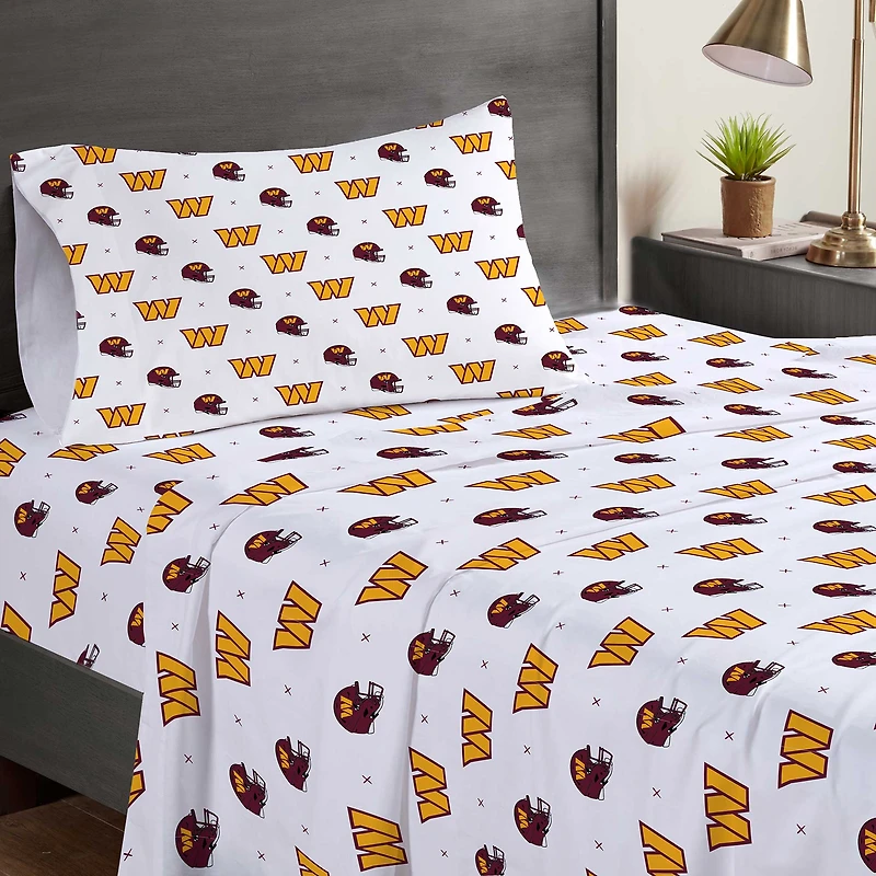 Pegasus Washington Commanders Three-Piece Twin Sheet Set