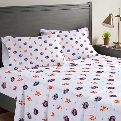 Pegasus New York Mets Four-Piece Queen Sheet Set