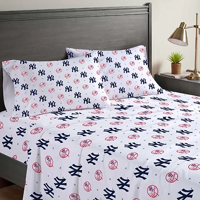 Pegasus New York Yankees Four-Piece Queen Sheet Set