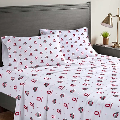 Pegasus Ohio State Buckeyes Four-Piece Queen Sheet Set