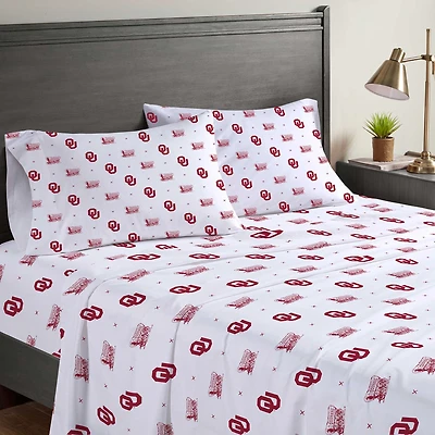 Pegasus Oklahoma Sooners Four-Piece Full Sheet Set
