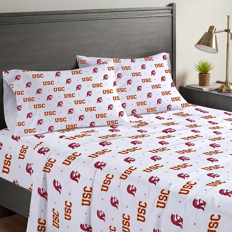 Pegasus USC Trojans Four-Piece Full Sheet Set
