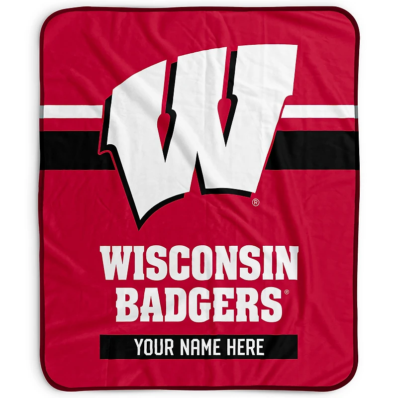 Pegasus Wisconsin Badgers 50" x 60" Stripes Personalized Fleece Blanket