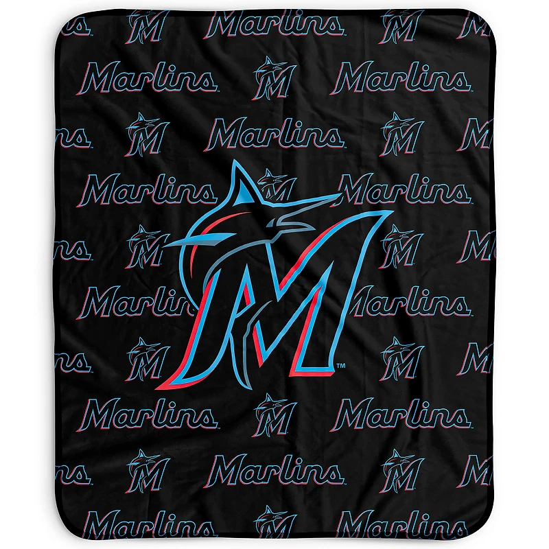 Pegasus Miami Marlins 50" x 60" Repeat Wordmark Fleece Blanket
