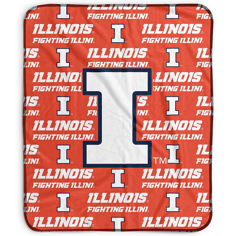 Pegasus Illinois Fighting Illini 50" x 60" Repeat Wordmark Fleece Blanket